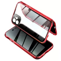 Lock Installation Metal Frame + Double Side Tempered Glass + Lens Cover Anti-peep Case for iPhone 12 Pro - Red