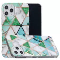 Marble Pattern Rose Gold Electroplating IMD Protective TPU Case for iPhone 12 Pro Max 6.7 inch - White / Cyan
