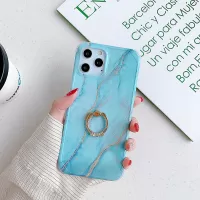 Marble Pattern Electroplating IMD Kickstand TPU Shock Resistant Case for iPhone 12 Pro / iPhone 12 - Style H