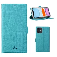 VILI K Series Cross Texture Leather Phone Wallet Stand Cover Case for iPhone 12 mini - Blue