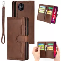 Multiple Card Slots Split Leather Phone Cover Case for iPhone 12 mini 5.4 inch - Coffee