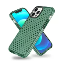 Soft TPU Phone Cover Case with Grid Surface for iPhone 12 Pro Max - Green