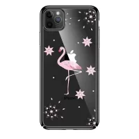 SULADA Eternal Series Flamingo Pattern Rhinestone Decor Phone Cover Case for iPhone 12 Pro Max - Black