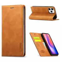 LC.IMEEKE Auto-absorbed Wallet Stand Leather Mobile Cover for iPhone 12 Pro Max - Brown