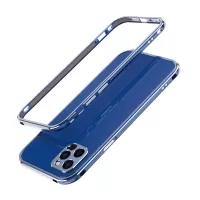 Metal Bumper Case for iPhone 12 Pro Max Camera Lens Ring Protector - Blue/Silver
