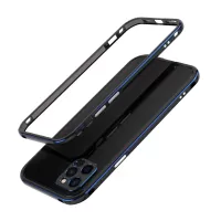 Metal Bumper Case for iPhone 12 Pro Max Camera Lens Ring Protector - Black/Blue