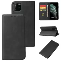 Business Style Auto-Absorbed PU Leather Phone Wallet Cover Shell for iPhone 11 Pro - Black
