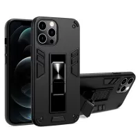 Invisible Bracket TPU + PC Phone Case [Built-in Magnetic Metal Sheet] for iPhone 12 Pro Max - Black