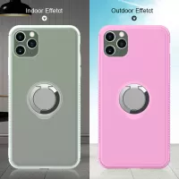 UV Light Sensing Color Charging TPU Phone Case with Finger Ring Kickstand for iPhone 11 Pro Max 6.5 inch - Pink