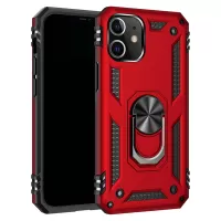 Armor Shockproof Phone Shell PC TPU Hybrid Case with Kickstand for iPhone 12 mini - Red