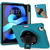 PC + TPU Cover Case with Pen Slot and 360° Swivel Kickstand Shell for iPad Air (2020)/Air (2022) - Sky Blue