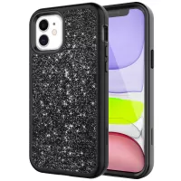 Drop-proof Gleaming Powder Coated PC + TPU Phone Cover Case for iPhone 12 mini - Black