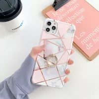 Marble Pattern Electroplating IMD Kickstand TPU Shock Resistant Case for iPhone 12 Pro / iPhone 12 - Style A
