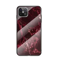 Marble Grain Pattern Tempered Glass PC + TPU Hybrid Case for iPhone 12 Pro Max 6.7 inch - Red