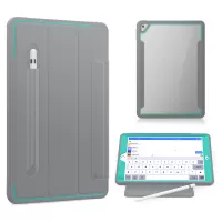 PU Leather+Acrylic+PC+TPU Tablet Tri-fold Cover for iPad 10.2 (2020)/(2019) - Grey/Baby Blue