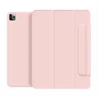 Nappa Texture Magnetic Smart Cover Tri-fold Stand Leather Phone Case Phone Shell for iPad Pro 11-inch (2021)/(2020)/(2018) - Pink