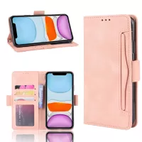 PU Leather with Multiple Card Slots Phone Cover for iPhone 12 with Magnetic Clasp Closure - Pink