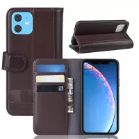 Split Leather Wallet Stand Phone Shell for iPhone 11 6.1 inch (2019) Cell Phone Case Accessory - Brown