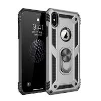 Hybrid PC TPU Armor Case with Kickstand for iPhone XS/X 5.8 inch - Silver