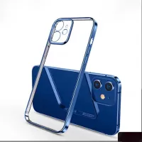 SULADA Ultra Thin Electroplating Frame + Clear TPU Protective Cover for iPhone 12 Pro Max - Blue