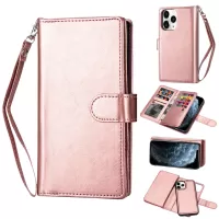 With 9 Card Slots Cell Phone Leather Case for iPhone 12 Pro/12 - Rose Gold