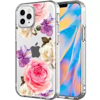 TPU Electroplating Phone Cover Case with Pattern Printing for iPhone 12/12 Pro - Colorful Flowers