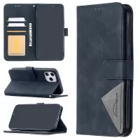 BF05 Geometric Texture Wallet Stand Leather Case for iPhone 12 Pro Max 6.7 inch - Black