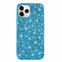 Glittering Sequins Plated TPU Frame + PC Hybrid Shell Case for iPhone 12 Pro/12 - Blue