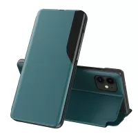 For iPhone 12 Pro Max View Window Cover Leather Stand Case - Green