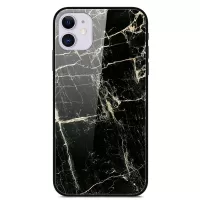Pattern Printing Tempered Glass + TPU + PC Combo Phone Case for iPhone 12 mini - Black Marble Grain