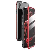 Magnetic Adsorption Metal Frame + Transparent Tempered Glass Full Protection All-Wrapped Case for iPhone XR 6.1 inch - Black / Red