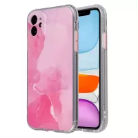 For iPhone 11 6.1 inch Coloured Glaze Marble Pattern PC Back TPU Case - Pink