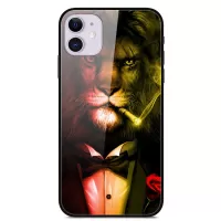 Pattern Printing Tempered Glass + TPU + PC Combo Phone Cover for iPhone 12 Pro/12 - Lion