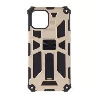Armor Shockproof with Magnetic Metal Sheet Kickstand PC+TPU Cover for iPhone 12 Pro/12 - Gold