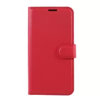 Litchi Surface Shell Leather Case with Stand for iPhone 12 Pro/12 Mobile Phone Accessories - Red
