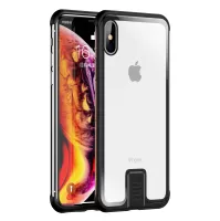 Leshield Series Pull Push Metal Frame+Glass Phone Shell Case for iPhone XS Max 6.5 inch - Black