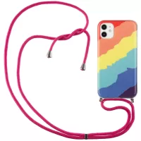 Anti-drop Rainbow Pattern IMD TPU Protective Cover with 60 Inches Strap for iPhone 11 6.1 inch - Twill Rainbow
