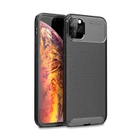 Carbon Fiber Texture Drop-proof TPU Cell Phone Cover for iPhone 11 Pro Max 6.5 inch (2019) - Black