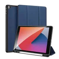 DUX DUCIS DOMO Series Cloth Texture Tri-fold Stand PU Leather TPU Back Shell Protective Smart Cover for iPad 10.2 (2021)/(2020)/(2019) - Blue
