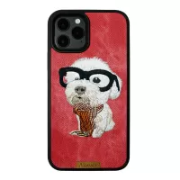 NIMMY Stylish Embroidery Design Full Coverage TPU Phone Protective Case for iPhone 12 Pro Max - Schnauzer/Red