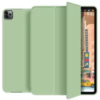 Sleep/Wake Function Smooth-Feeling Tri-fold Stand Leather Case with Pen Slot for iPad Air (2020)/Air (2022) - Light Green