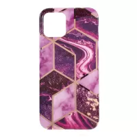 Electroplated Splicing Marble Pattern IMD TPU Case for iPhone 12 Pro/12 - Dark Purple