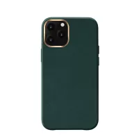 MUTURAL Hard PC+PU Leather+Metal Frame Camera Frame Phone Case Shockproof Cover for iPhone 12 - Green
