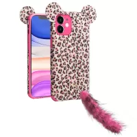 QIALINO Stylish Leopard Skin Plush Coated TPU Phone Cover Case for iPhone 11 - Pink