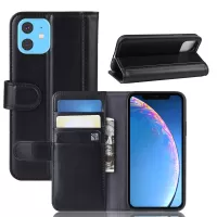 Split Leather Wallet Stand Phone Shell for iPhone 11 6.1 inch (2019) Cell Phone Case Accessory - Black