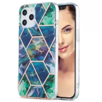 Electroplating IMD Marble Pattern Splicing Case for iPhone 12 Pro Max 2.0mm TPU Protector Cover - Blue