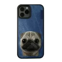 NIMMY Stylish Embroidery Design TPU Phone Protective Case for iPhone 12 Pro Max - Pug/Blue