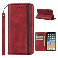 Auto-absorbed Texture Leather Stand Phone Case with Wallet Design for iPhone X / iPhone XS 5.8-inch - Red