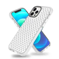 Grid Pattern Surface Soft TPU Phone Cover Case for iPhone 12/12 Pro - White