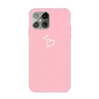 Heart Pattern Decor Matte TPU Phone Case Cover for iPhone 12 / iPhone 12 Pro - Pink